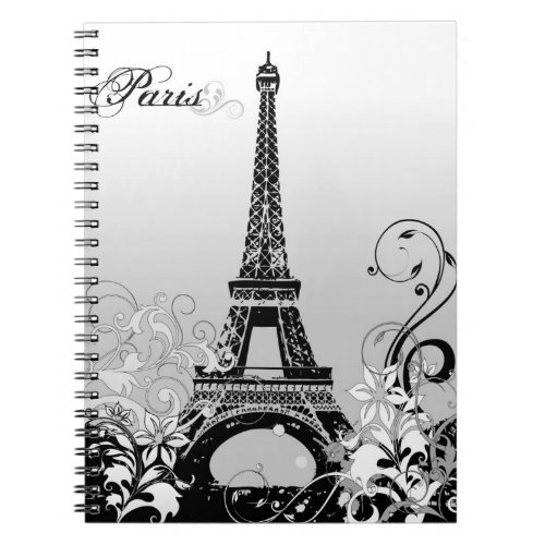 Eiffel Tower Paris BW Notebook