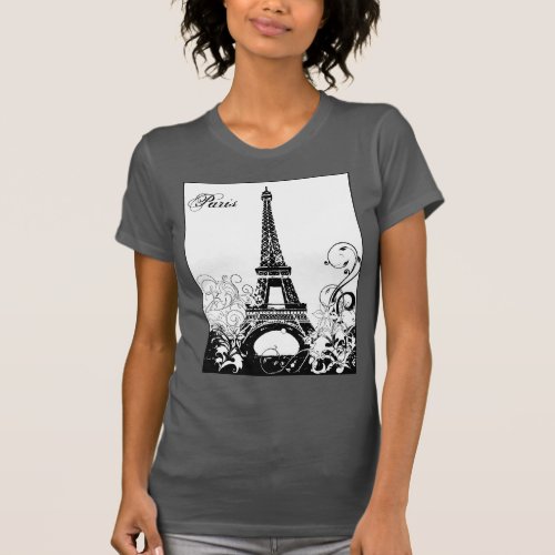 Eiffel Tower Paris BW T_Shirt