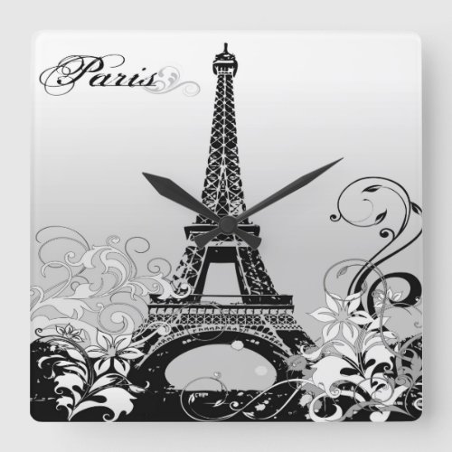Eiffel Tower Paris BW Wall Clock