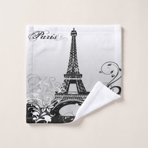 Eiffel Tower Paris BW Wash Cloth