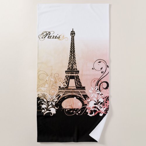 Eiffel Tower Paris Beach Towel