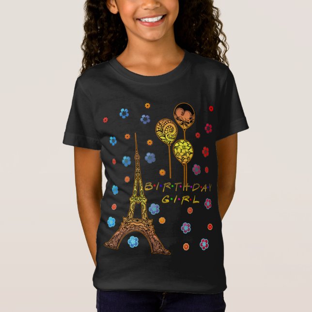 Eiffel Tower Paris Birthday Girl Gifts Souvenirs T-Shirt (Front)