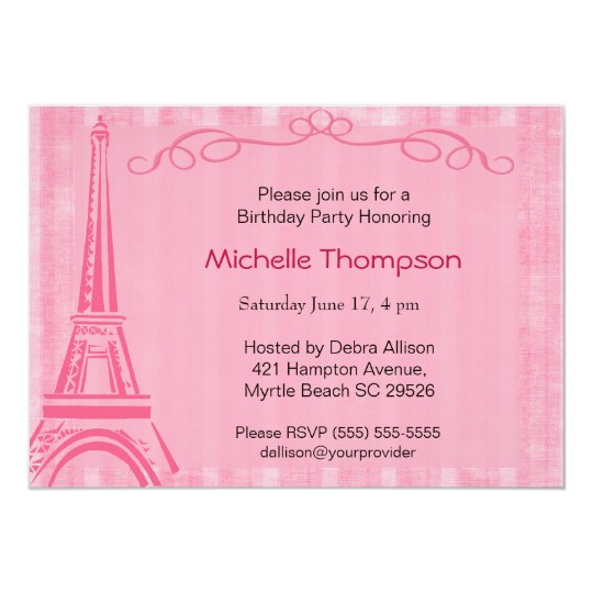 Eiffel Tower Paris Birthday Invitations Zazzle Com