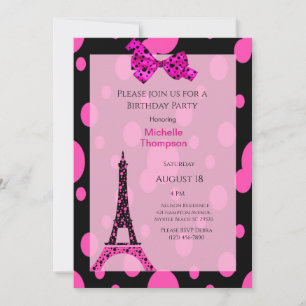 Eiffel Tower Paris Birthday Invitations