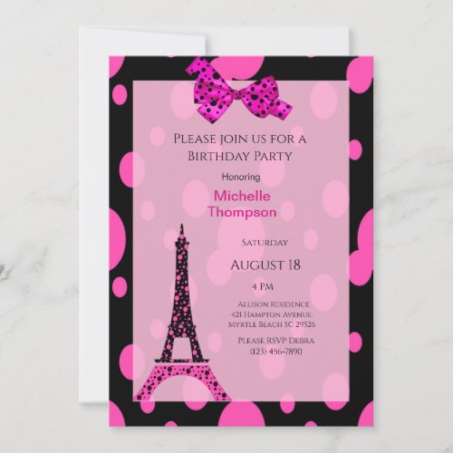 Eiffel Tower Paris  Birthday Invitations