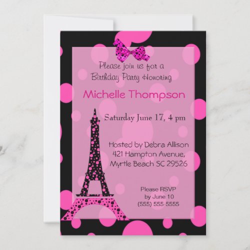 Eiffel Tower Paris  Birthday Invitations