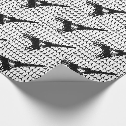 Eiffel Tower Paris black and white Wrapping Paper