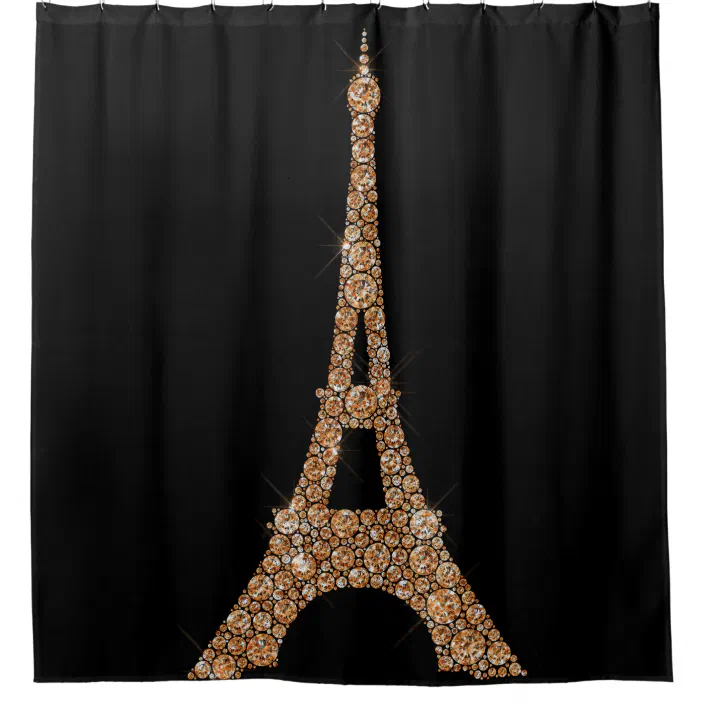 Eiffel Tower Paris Black Rose Gold, Eiffel Tower Shower Curtain