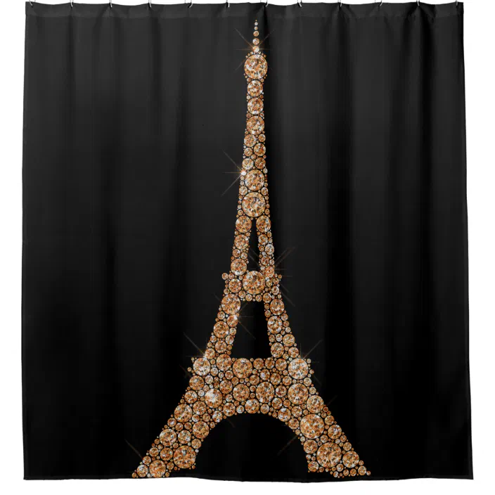 Eiffel Tower Paris Black Rose Gold Copper Crystals Shower Curtain Zazzle Com Eiffel Tower Paris Black Rose Gold, Eiffel Tower Shower Curtain