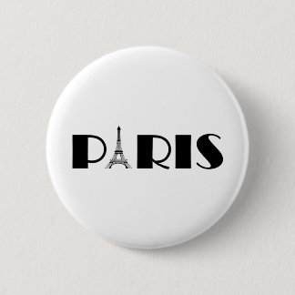Eiffel Tower Paris Black & White Button