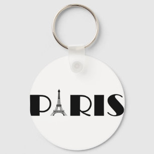 Eiffel Tower Paris Black & White Keychain