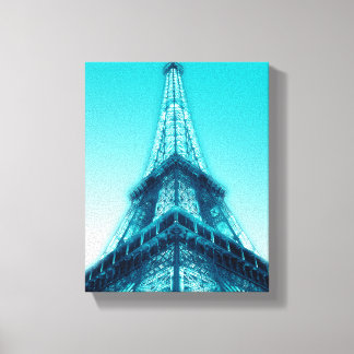 Eiffel Tower Paris Blue Wrapped Canvas 8x10 Print