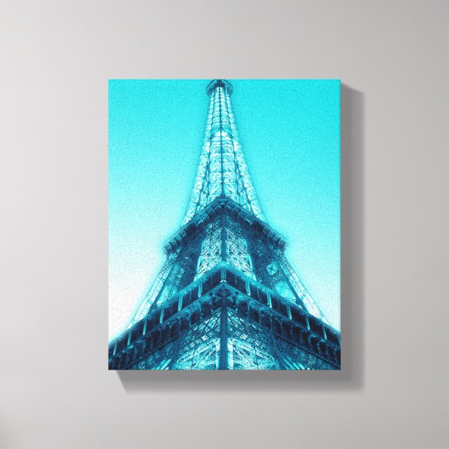 Eiffel Tower Paris Blue Wrapped Canvas 8x10 Print (Front)