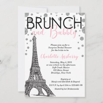 Eiffel Tower Paris Bridal Shower Brunch Invitation by PurplePaperInvites at Zazzle