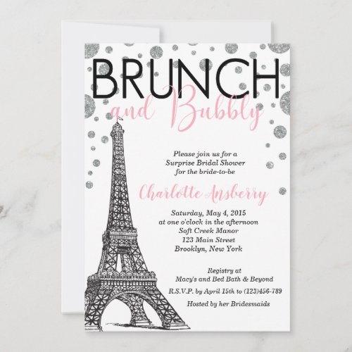 Eiffel Tower Paris Bridal Shower Brunch Invitation