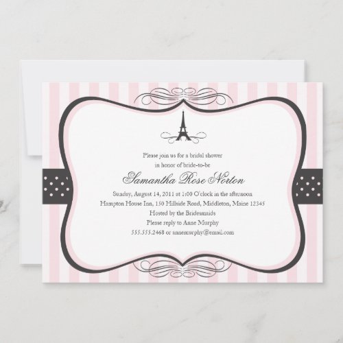 Eiffel Tower Paris Bridal Shower Invitation