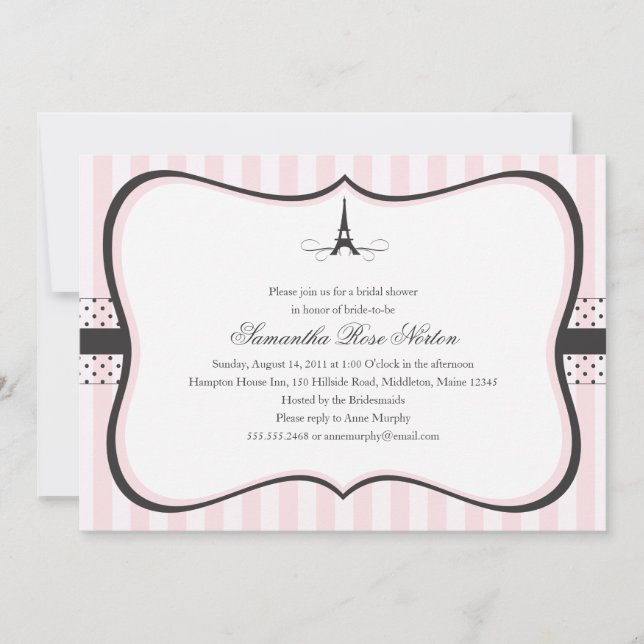 Eiffel Tower Paris Bridal Shower Invitation (Front)