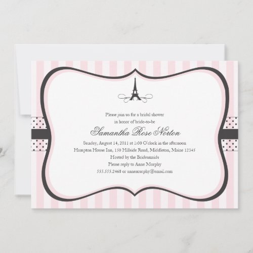 Eiffel Tower Paris Bridal Shower Invitations