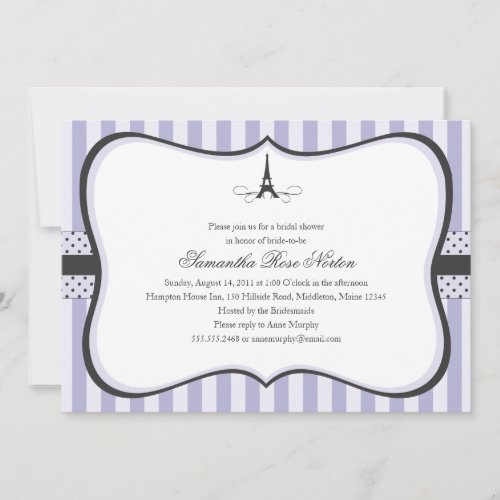 Eiffel Tower Paris Bridal Shower Invitation