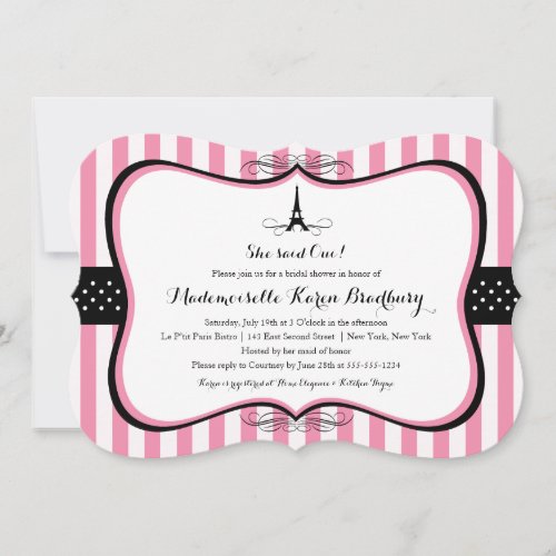 Eiffel Tower Paris Bridal Shower Invitation