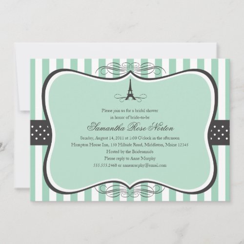 Eiffel Tower Paris Bridal Shower Personalized Invite