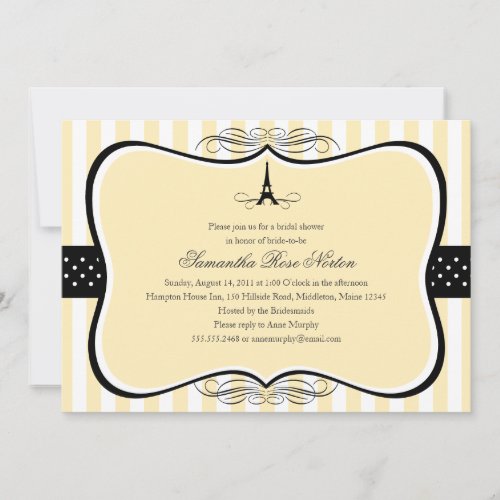 Eiffel Tower Paris Bridal Shower Invite