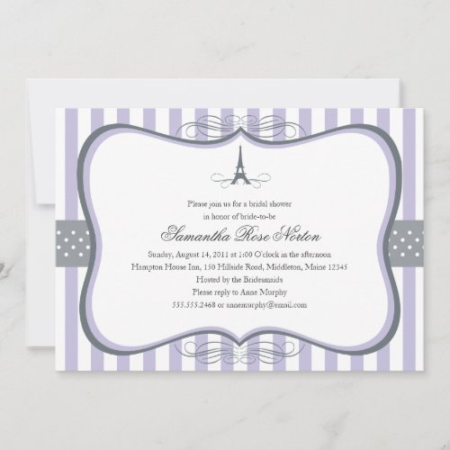 Eiffel Tower Paris Bridal Shower Invites