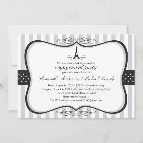 Eiffel Tower Paris Bridal Shower Custom Invites