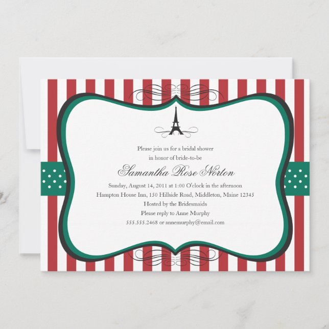 Eiffel Tower Paris Bridal Shower Invitation (Front)