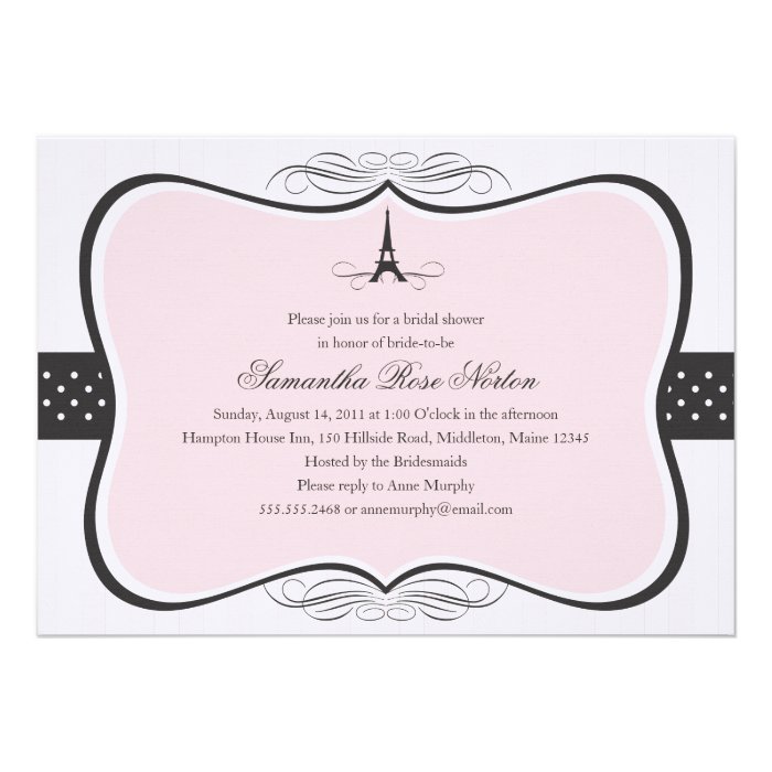 Eiffel Tower Paris Bridal Shower Personalized Invitations