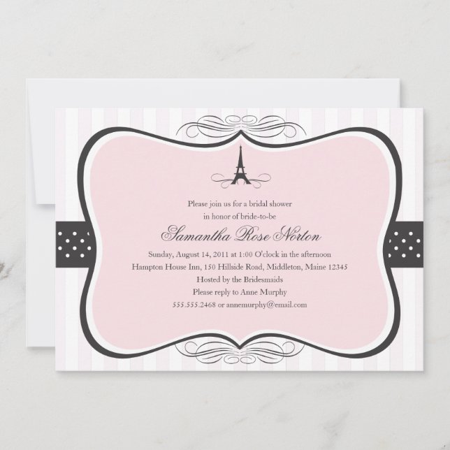 Eiffel Tower Paris Bridal Shower Invitation (Front)
