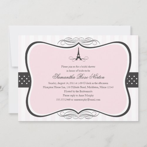 Eiffel Tower Paris Bridal Shower Personalized Invitations