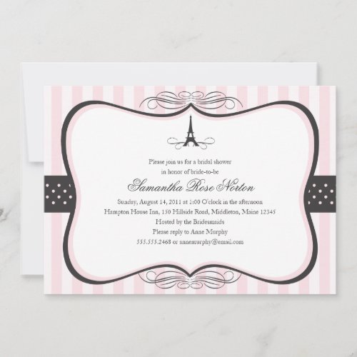 Eiffel Tower Paris Bridal Shower Announcements