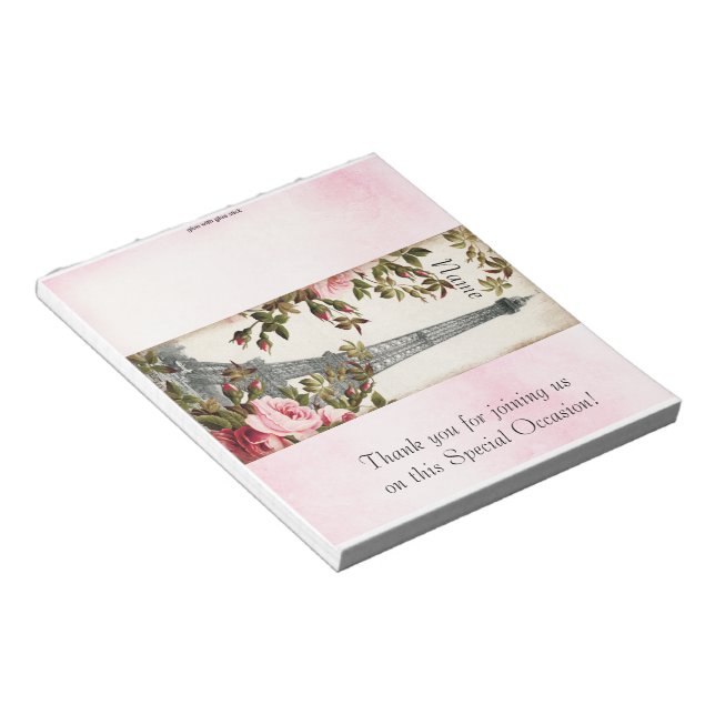 Eiffel Tower Paris Candy Bar Wrapper Party Favor Notepad (Angled)