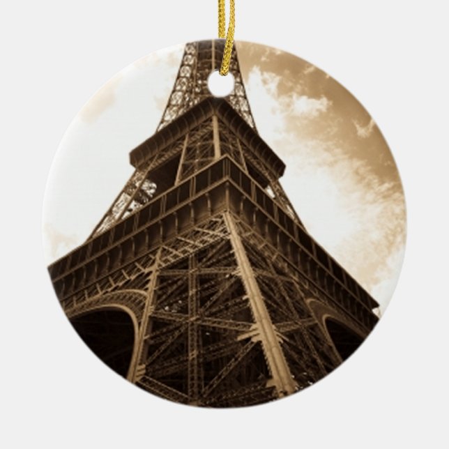 Eiffel tower Paris Ceramic Ornament (Front)