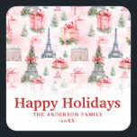 Eiffel Tower, Paris Chic French Pink Christmas Square Sticker<br><div class="desc">Add a touch of Parisian elegance to your holiday with our 'Eiffel Tower, Paris Chic French Pink Christmas Square Sticker.' Featuring a charming design with the iconic Eiffel Tower against a chic pink backdrop, this sticker is the perfect embellishment for gifts, cards, and decorations. Elevate your festive presentation with a...</div>