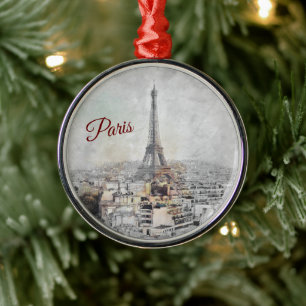 Eiffel Tower Paris Christmas Ornament Elegant