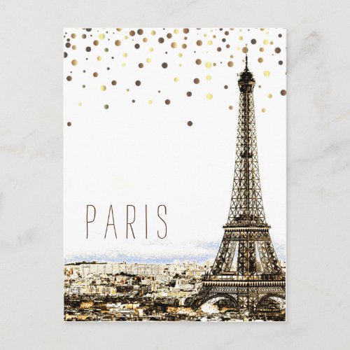 Eiffel Tower Paris City Rustic Vintage Confetti Postcard