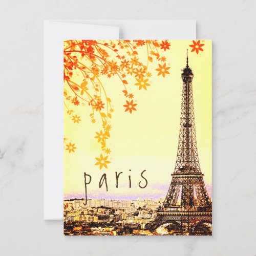 Eiffel Tower Paris City Rustic Vintage View Postca Postcard