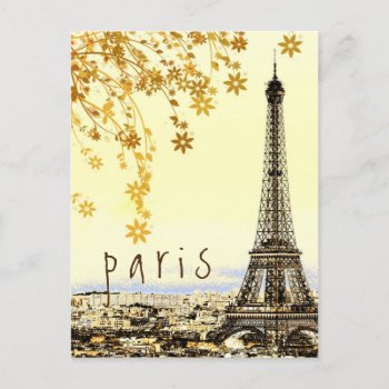 Eiffel Tower Paris City Rustic Vintage View Postcard by tsrao100 at Zazzle