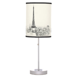 Eiffel Tower Paris Cityscape Sketches Artsy Lamp