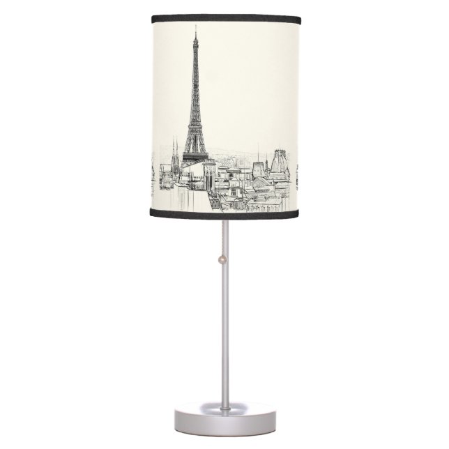 Eiffel Tower Paris Cityscape Sketches Artsy Lamp (Front)