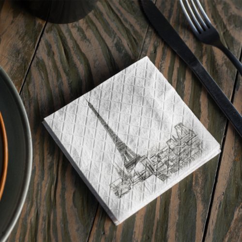 Eiffel Tower Paris Cityscape Sketches Party Napkin