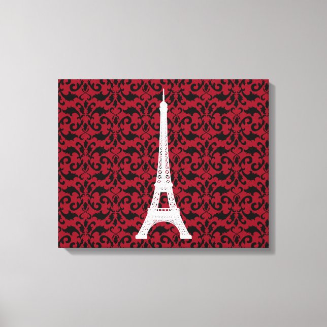 Eiffel Tower, Paris, Damask Pattern, French Damask Canvas Print (Front)