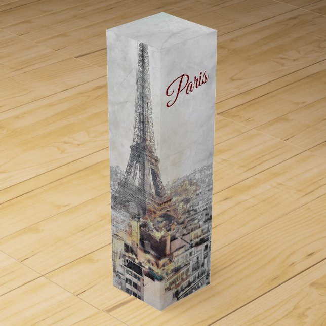 Eiffel Tower Paris Elegant France Souvenir  Wine Box (Front)