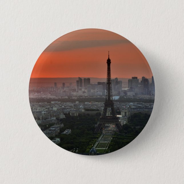 Eiffel Tower Paris Europe Travel Button (Front)