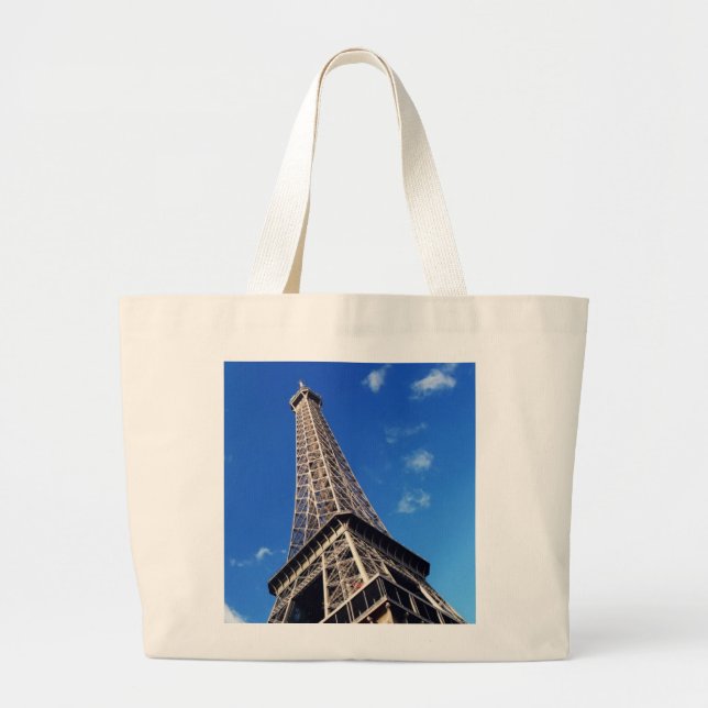 Eiffel Tower Paris Europe Travel Large Tote Bag (Front)