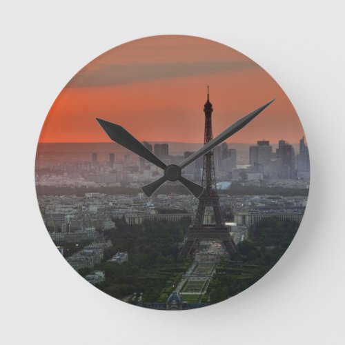 Eiffel Tower Paris Europe Travel Round Clock