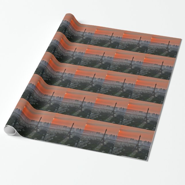 Eiffel Tower Paris Europe Travel Wrapping Paper (Unrolled)