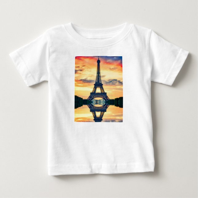 Eiffel Tower Paris Evening European Travel Baby T-Shirt (Front)